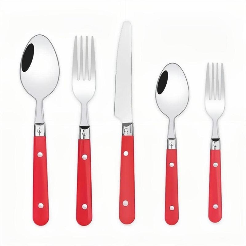 Набор из 20 предметов - Серебряные столовые приборы из толстой нержавеющей стали 304, Набор столовых приборов, Вилка и нож для стейка, Ложка, Десертная ложка, Чайная ложка, Вилка для фруктов (синий)