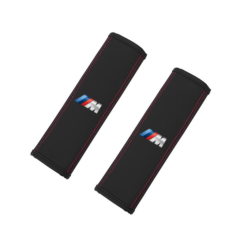 BERV3 2Pcs Car Leather Seat Belt Covers Car Interior Accessories Sticker For BMW X1 X2 X3 X5 X4 X6 X7 iX3 F20 F10 F07 E70 E46 E90 E92