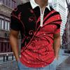 Casual Lapel T-shirt Young Men's Fashion Zipper T-shirt Short Sleeve T-shirt Men's 3D Golden Leaf Print T Shirt
