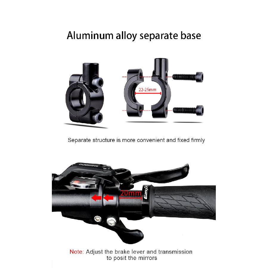 EasyDo Bicycle Rearview Handlebar Mirrors 360 Degree Rotate Cycling Rear View MTB Bike Handle Rearview Mirror