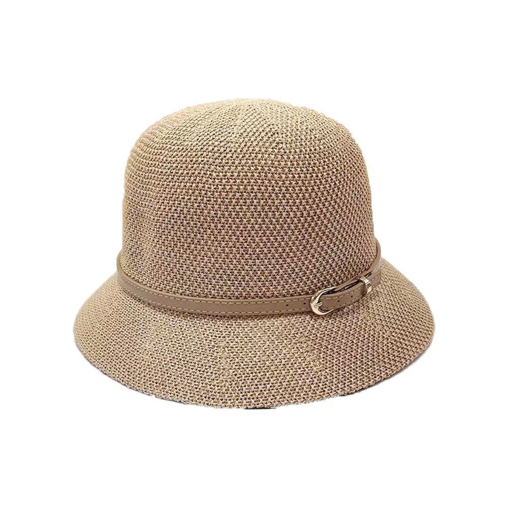 Hats Travel Sun Hats Women Sunscreen Hats PU Leather Belt Summer Bucket Hats Outdoor Straw Hats