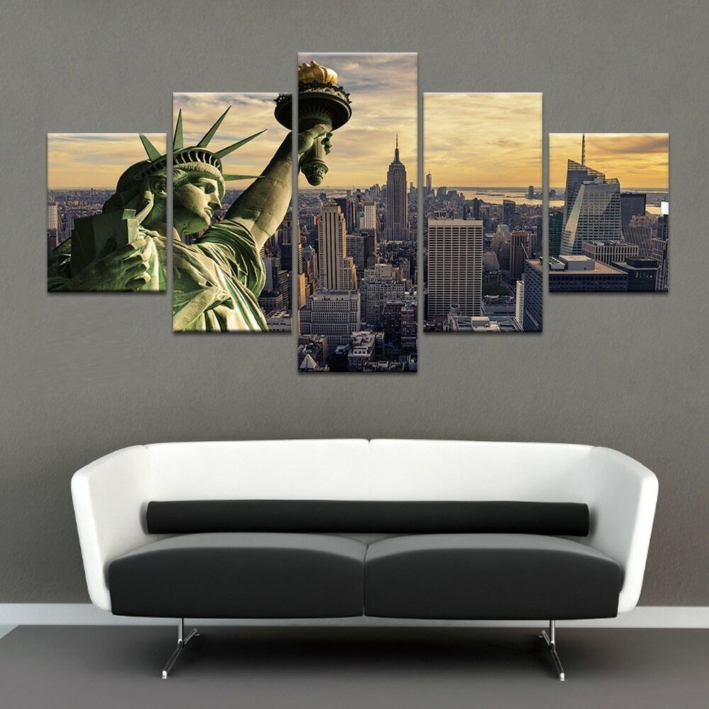 5 шт. Статуя Свободы Нью-Йорк Skyline Холст Картина Настенная картина с принтом картины плакат Декор комнаты Современная абстракция
