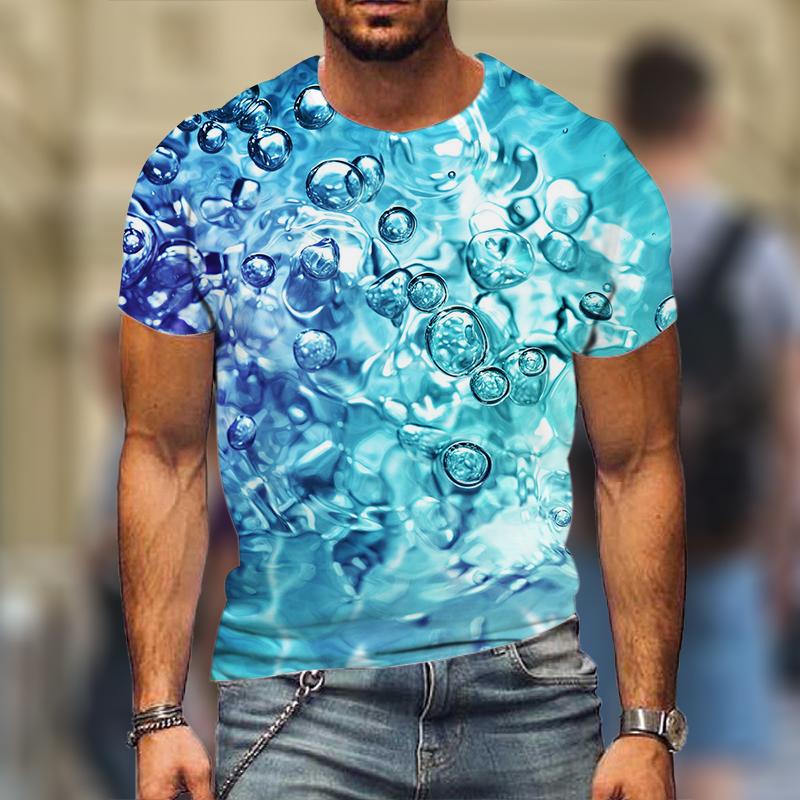 Футболка Summer Water Drops 3D Printed, уличная мужская мода, повседневный топ Harajuku с круглым вырезом