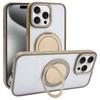 For iPhone 15 Pro Magnetic Case Acrylic TPU Phone Back Cover with Kickstand