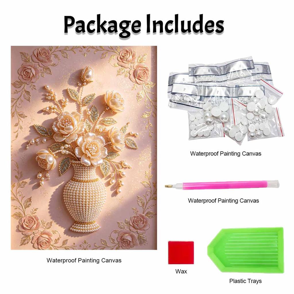 Pearl flower vase painting handmade creative projects. home wall decoration.