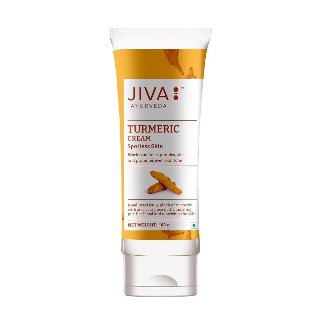 Крем Jiva Turmeric Cream 100 г | Питает кожу, улучшает цвет лица и предотвращает появление угрей, прыщей, акне и пятен , (Упаковка из 2 шт.)