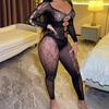 Sex Underwear Long-sleeved Halter Jacquard Mesh Sexy Hollow Pajamas Tights