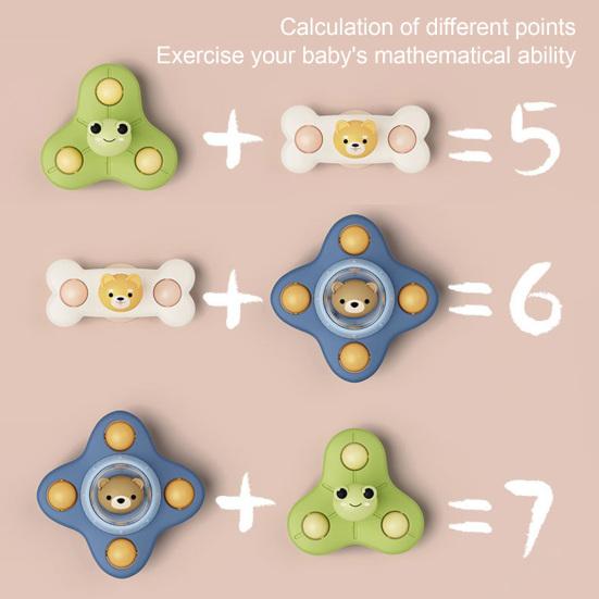 Emotional Comfort Plastic Eco-friendly Colorful Cartoon Animal Rattle Baby Soothing Toy Spinning Top