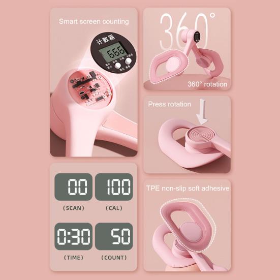 Thigh Trainer with Counter LCD Display Adjustable Ergonomic Pelvic Floor Muscle Trainer Men Women Inner Thigh Leg Hip Exerciser Toner