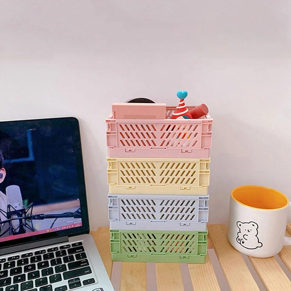 1 шт. Настольный складной ящик для хранения, Полка для студенческих канцелярских принадлежностей, Корзина для хранения косметики и прочих мелочей
