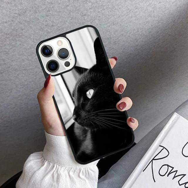 Черный кот Сверкающий глаз Чехол для телефона Cover Для iPhone 17 Air 16 15 14 plus 12 13 pro max coque Оболочка Fundas