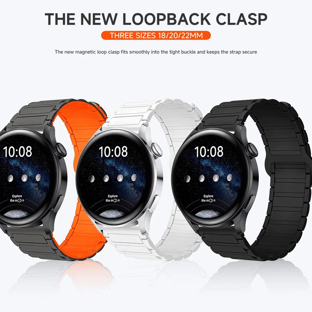 18mm 20mm 22mm Magnetic Band for Samsung Galaxy Watch 7 6 5 4 40mm 44mm 5Pro 6Classic Silicone Strap for Huawei Watch GT5 GT5 Pro 46mm Xiaomi