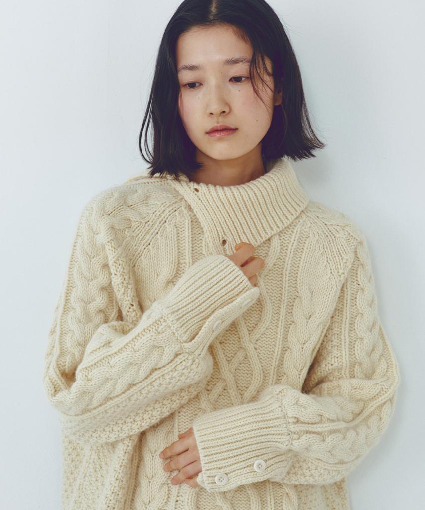 CITTA Wool Made Button High-Neck Grandma Kint_Ctk248(Butter)