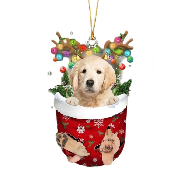 Unique Doggy Christmas Tree Hangers Festival Dog Shape Christmas Tree Hanging Ornament Acrylic Hanging Decoration