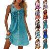 Летние платья для женщин Пляжные бохо без рукавов с принтом Футболки-майки Сарафаны