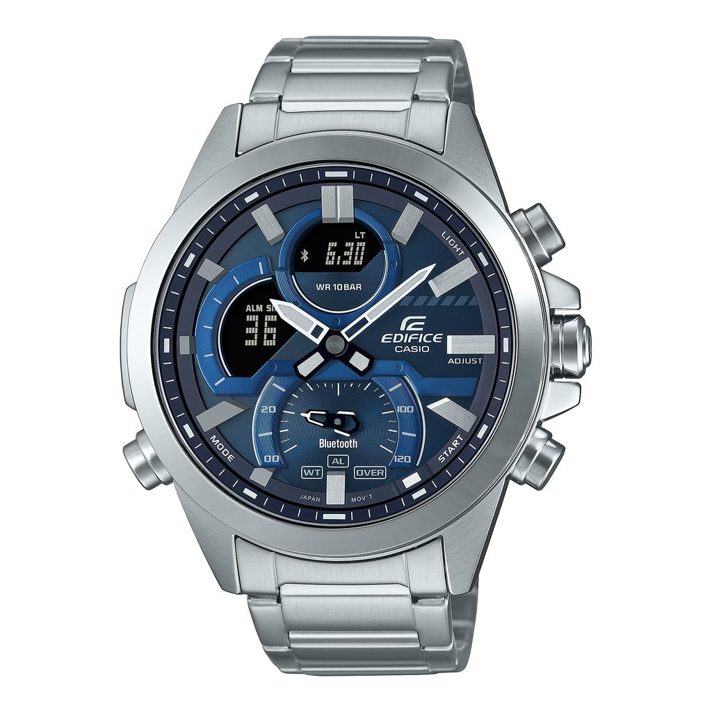 Casio Мужские кварцевые часы из нержавеющей стали с водозащитой 100 м ECB-30YD-2A