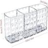 Acrylic Transparent 3-Grid Cosmetic Storage Box with Diamond Pattern - Makeup Pen Organizer & Desktop Eyebrow Pen Holder