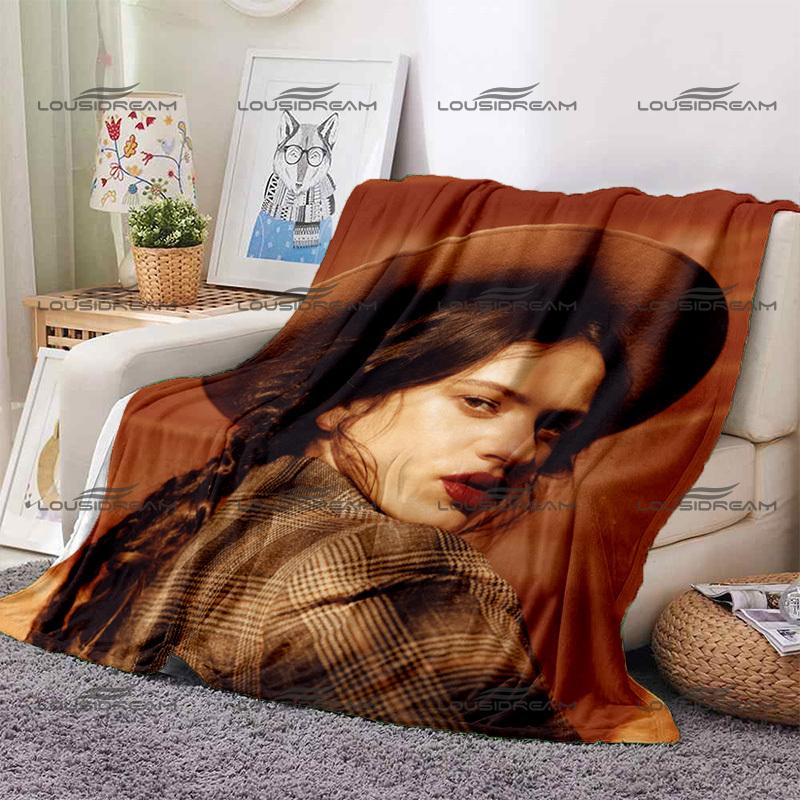 Pop Female Star Flannel Decorative Thin Blanket Rosalia Vila Tobella Beautiful Photo Blanket Portable Home Travel Office Blanket