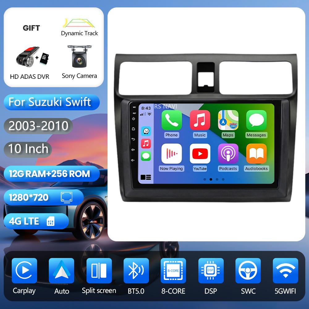 Android 16 pour Suzuki Swift 2003 - 2010 Carplay Auto Radio Multimédia Lecteur Autoradio GPS Stéréo Écran QLED Caméra 360°