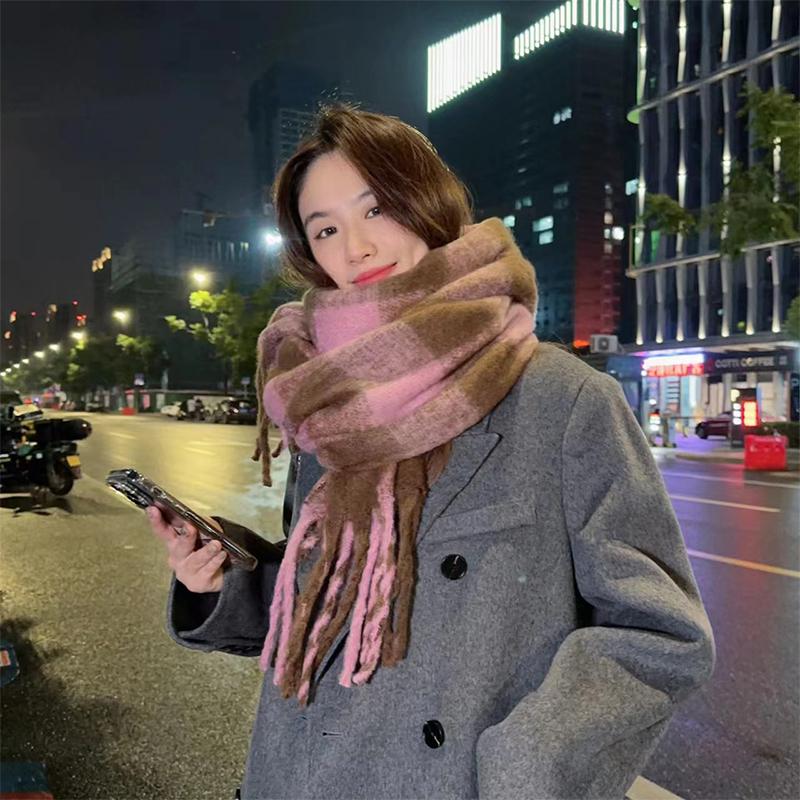 Women'S Winter Thickened Versatile Cashmere Shawl Warm Solid Color Scarf