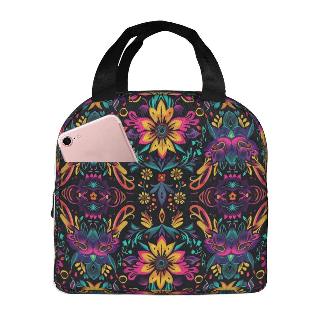 Colorful Mexican Pattern Traditional And Festive Insulated Lunch Bag for Women Children Food Boxes Thermal Lunch Box Tote