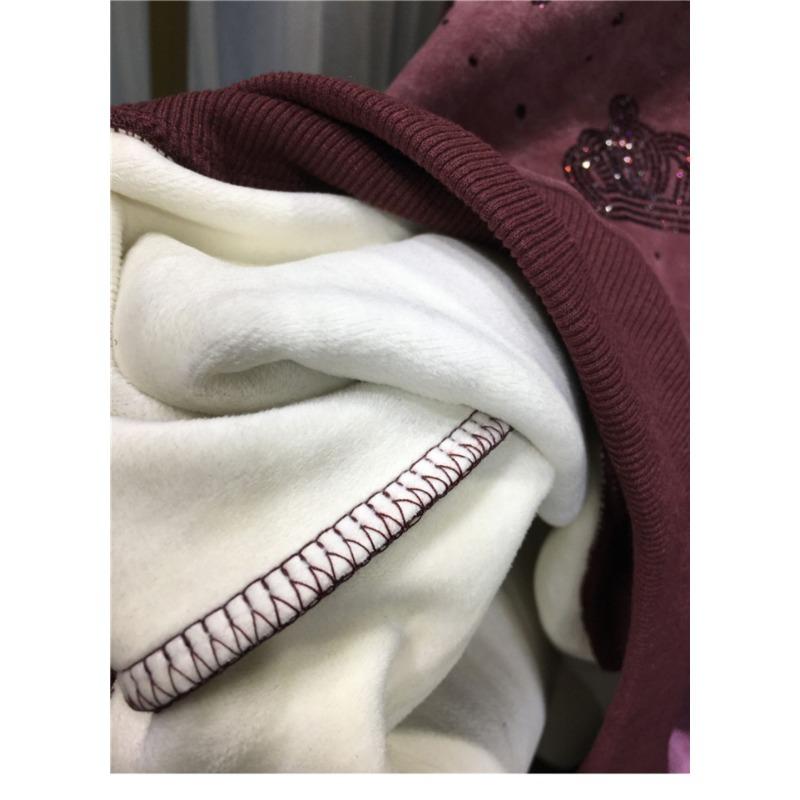 Горячая дрель Толстовка женская плюс размер подбитый утолщенный круглый вырез светлый роскошный корона длинный рукав топ