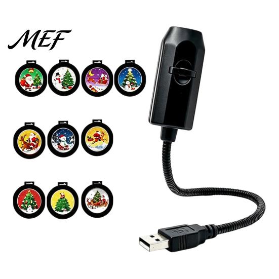 LED Ambient Lamp USB Projector Light for Christmas, Flexible Gooseneck Night with 6/10/15/20 Xmas Decorative Projection Films, Bedroom Ceiling