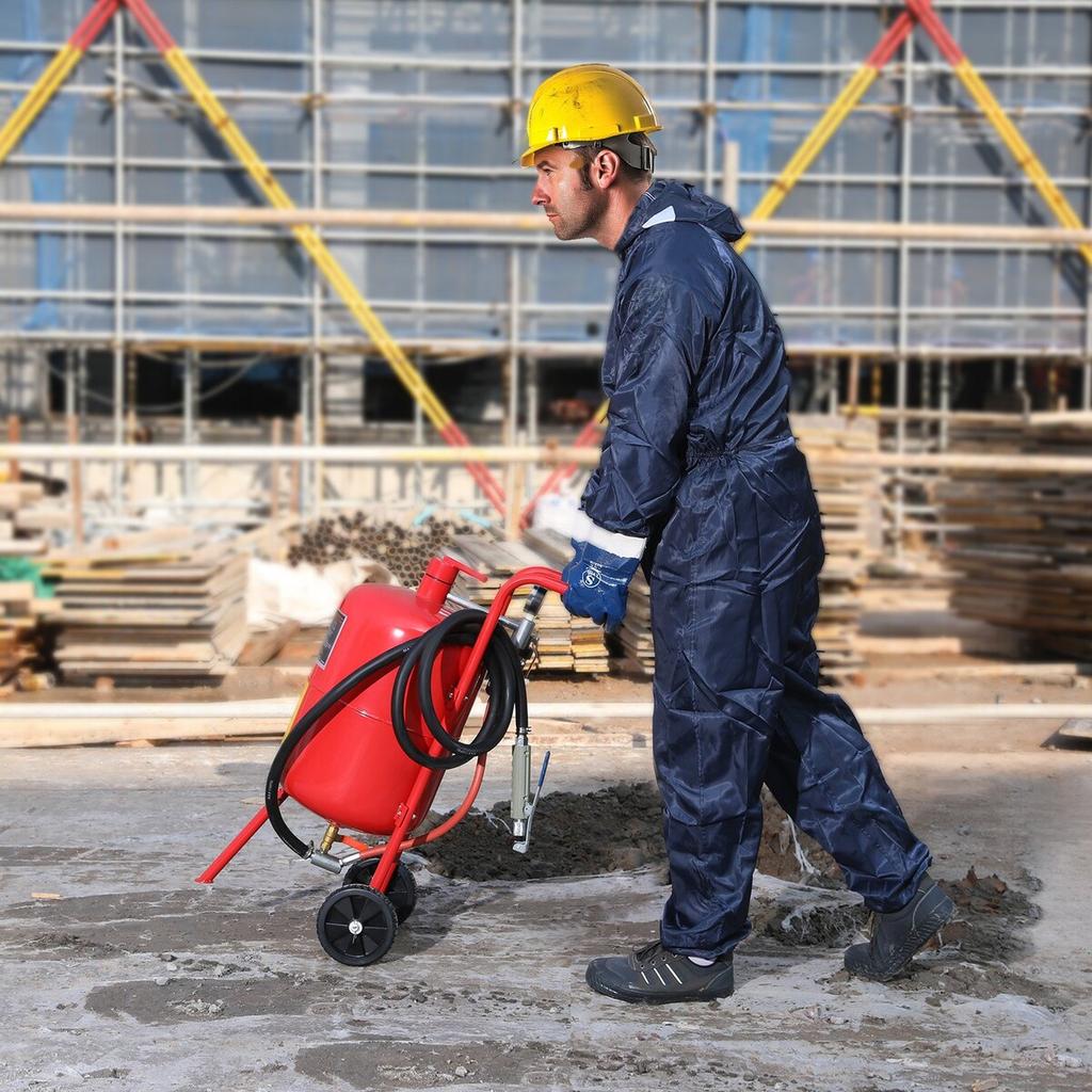 10 Gallon/38L Sandblaster Equipped with Nozzle Shut-Off Valve Pressure Gauge Ceramic Nozzle Rubber Wheels Grit Blasting Blast Sandblasting