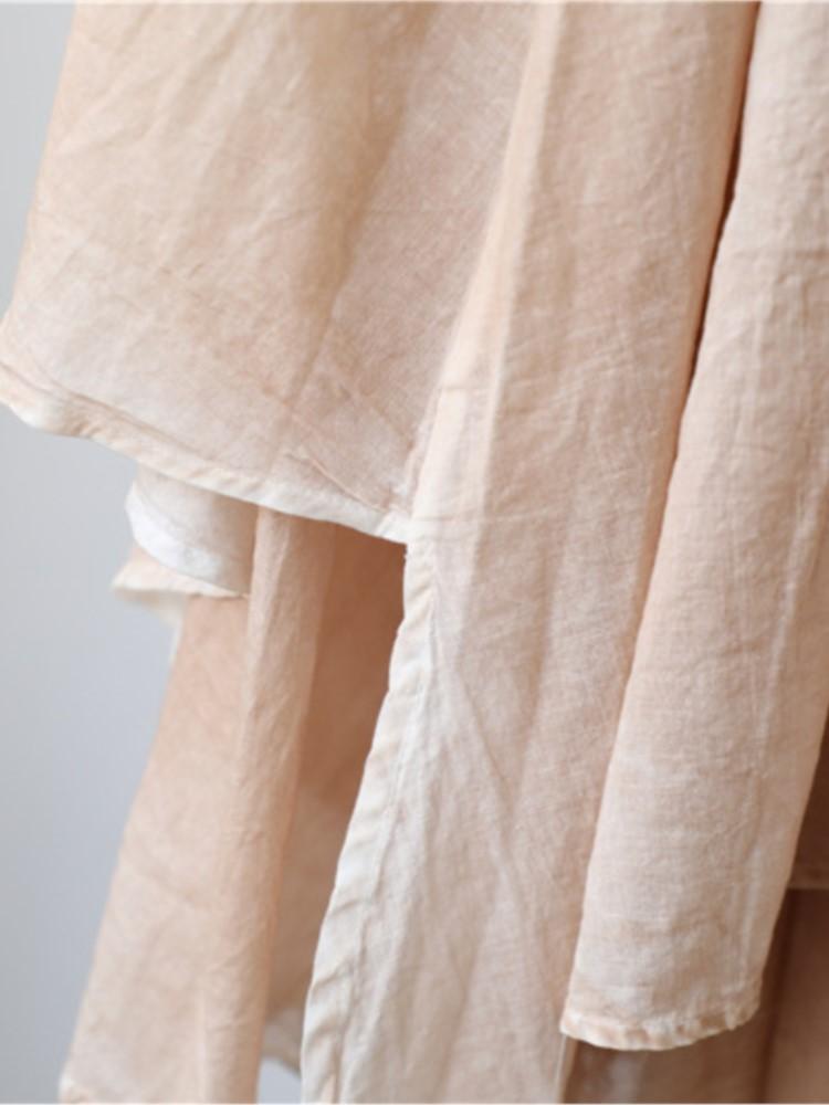 Johnature Женские винтажные нерегулярные юбки с эластичной резинкой на талии, летняя повседневная женская одежда, двойные хлопковые льняные юбки