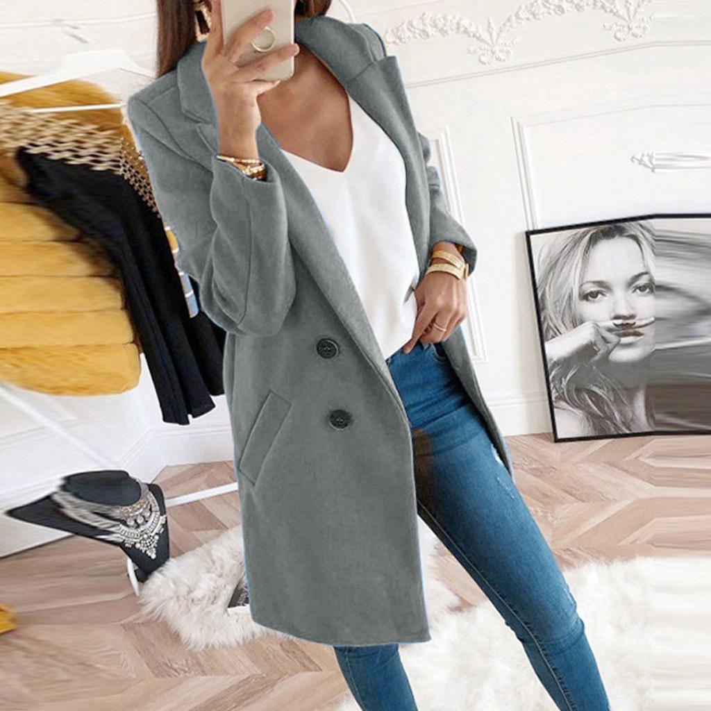 Женское элегантное смешанное пальто из искусственной шерсти, тонкое женское длинное пальто, верхняя одежда, куртка