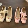 Women Flats Bow Marie Janes Shoes  New Lolita Dress Square Toe Shoes Designer Walking Sandals Female Elegant Zapatos