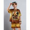 Men's Set Cartoon Chicken Warrior Printed Men's T-shirt and Shorts 2 Piece Set Summer Casual Outdoor Men's and Women's Outfit