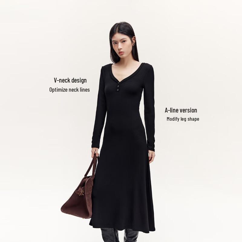 VEROMODA V-Neck Long Sleeve A-Line Midi Dress