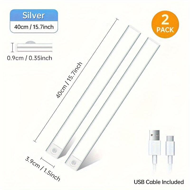 2 шт. Датчик движения подсветка под шкафом, 3 цветовых температуры беспроводной USB перезаряжаемый ночник, внутреннее освещение шкафа, наклеивается в любом месте