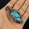 Tibetan Turquoise Pendant, 999 Copper Wire Wrapped Gemstone Jewelry, Handmade Pendant, For Thanksgiving