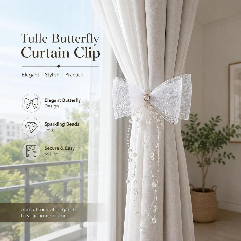 Romantic Curtain Bow Clasp Princess Style Lace Curtain Tiebacks Bow Curtain Clip Bedroom Decor