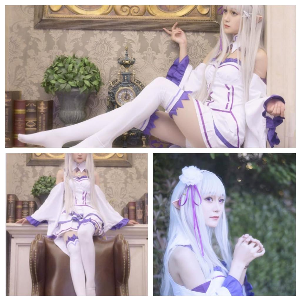 Начало жизни в другом мире Косплей с париком Рем Рам Косплей горничная Одежда Эмилия Косплей Костюм Взрослый Костюм Косплей Аниме Сценическая Одежда