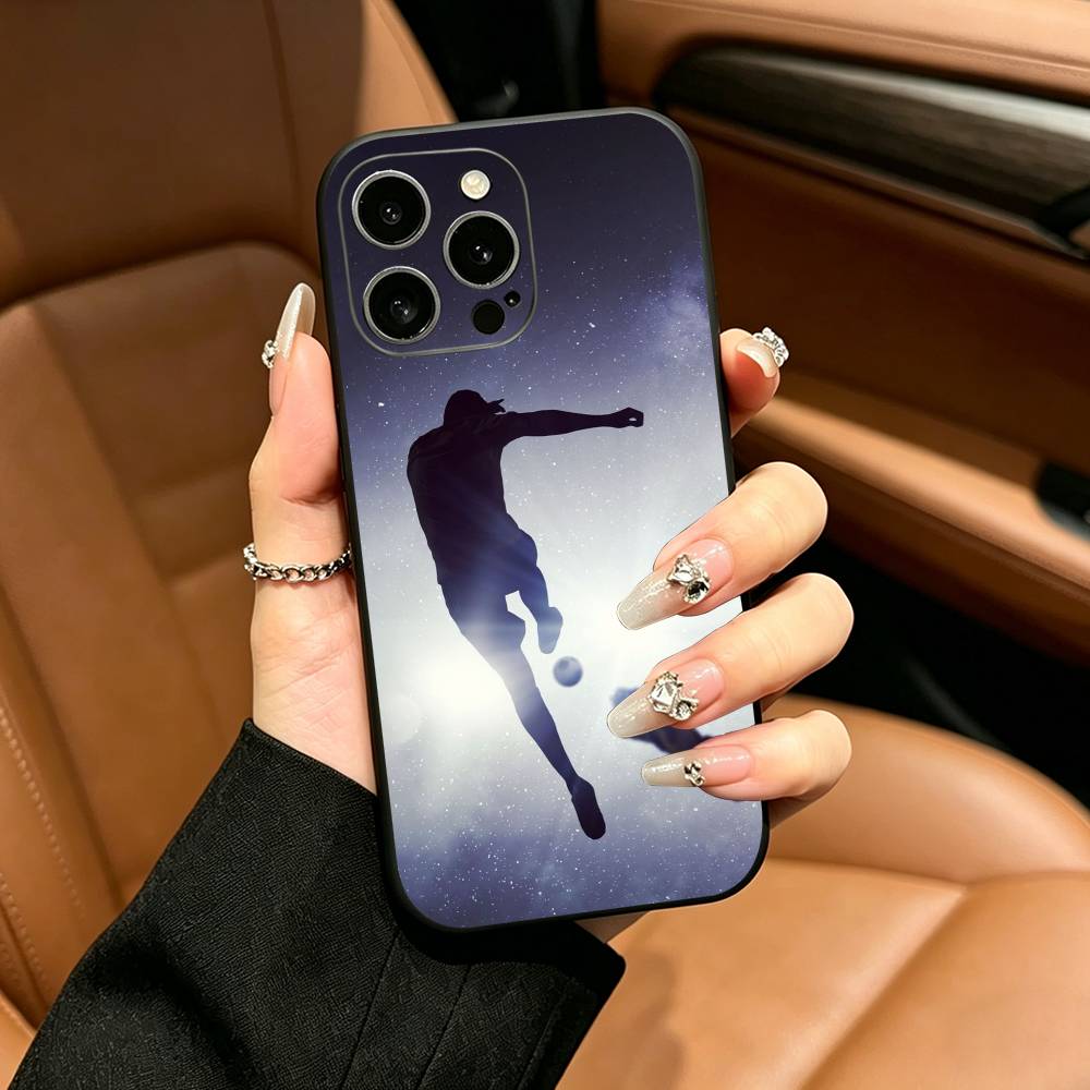 Чехол для телефона с футбольным узором для iPhone 12 13 14 15 16 17 Pro Max, Легкий и практичный Мягкий черный чехол
