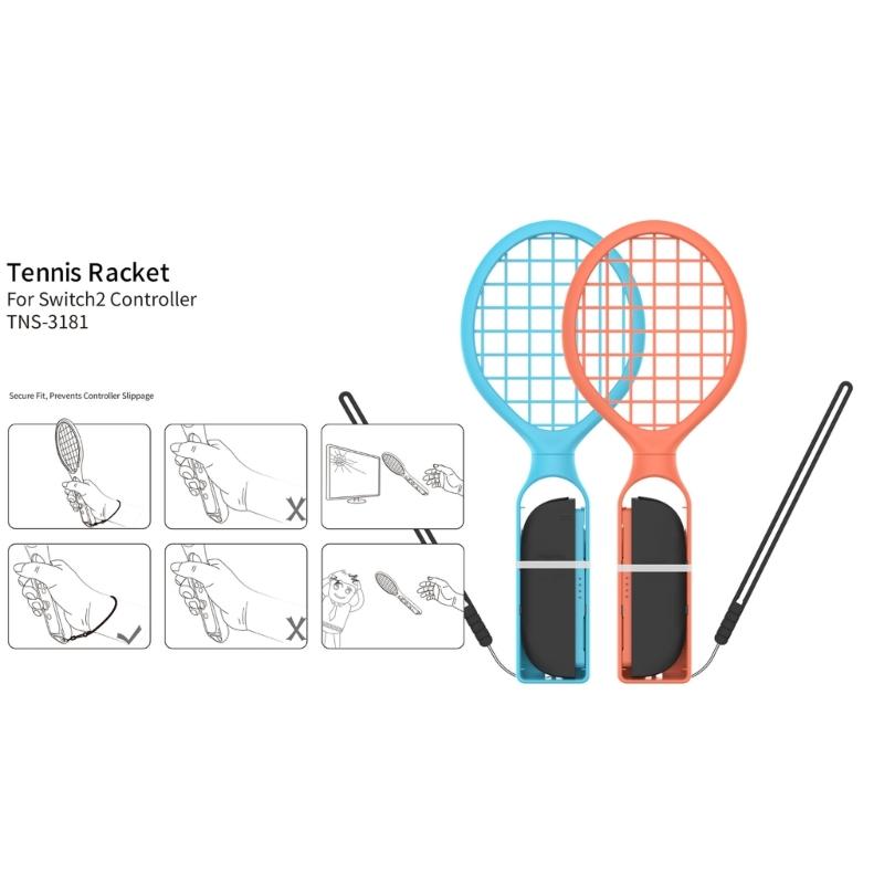 2Pcs Tennis Racquet Grip with Wrist Strap for NS2 Controller Tennis Racket Handle Grips Smooth Operation