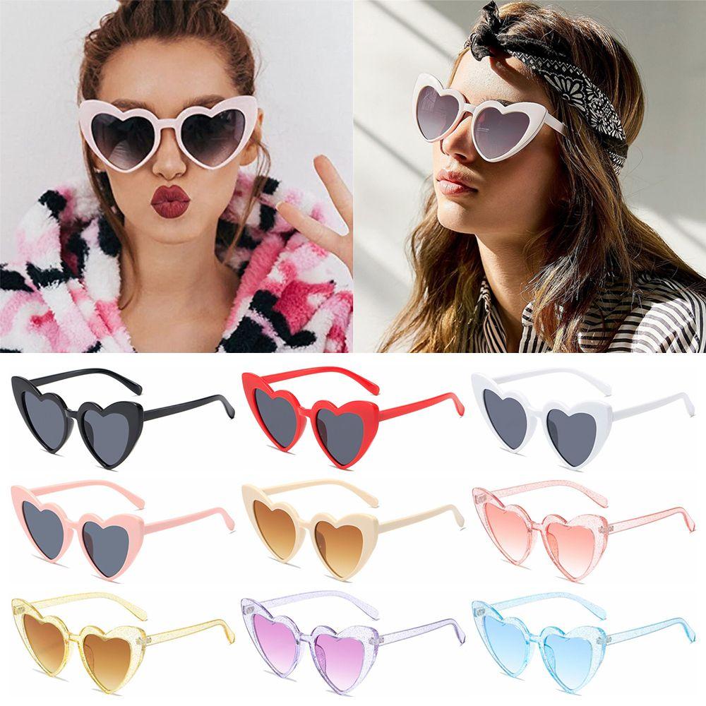 Fashion Women Clout Goggle Eyewear Heart-Shaped Sunglasses UV400 Protection Vintage Sunglasses