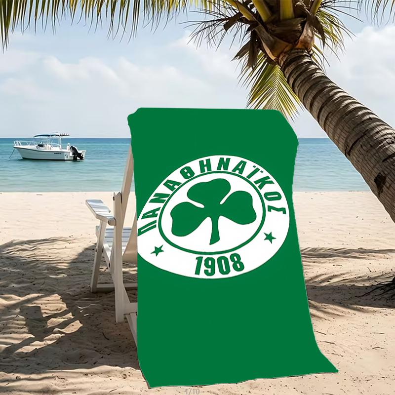 Beach Towel with Panathinaikos FC Pattern - soft,absorbent,machine washable Lightweight&Modern,swimming,Travel Essentials