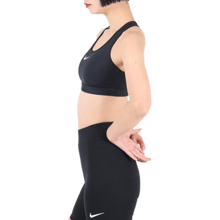 Nike Спортивный бюстгальтер французского кроя с логотипом Swoosh, женское нижнее белье, черный DX6822-010