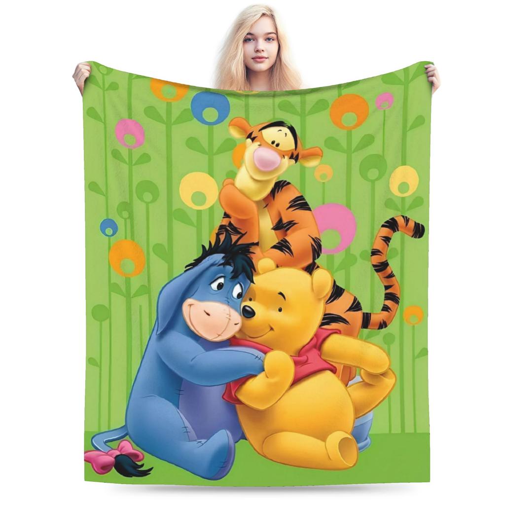 Pooh and Friends Blankets Flannel Summer Air Conditioning Winnie The Pooh Breathable Soft Throw Blankets Sofa Travel Rug Piece