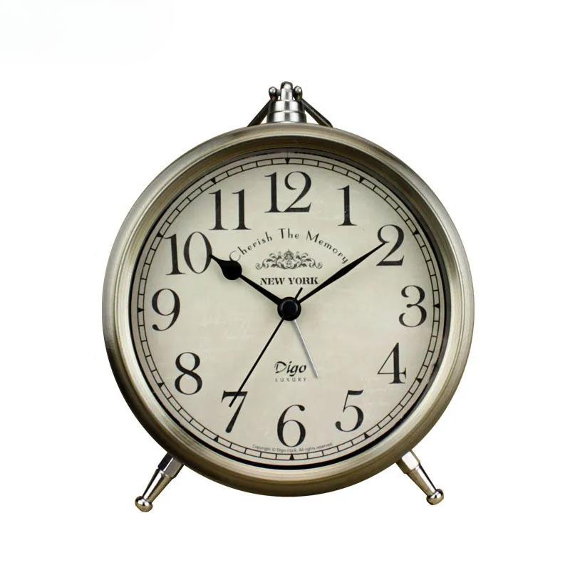 Ретро Простой Студенческий Общежитие Настольный Будильник Металлические Изделия Гостиная Спальня Бесшумный Будильник Домашнее Украшение