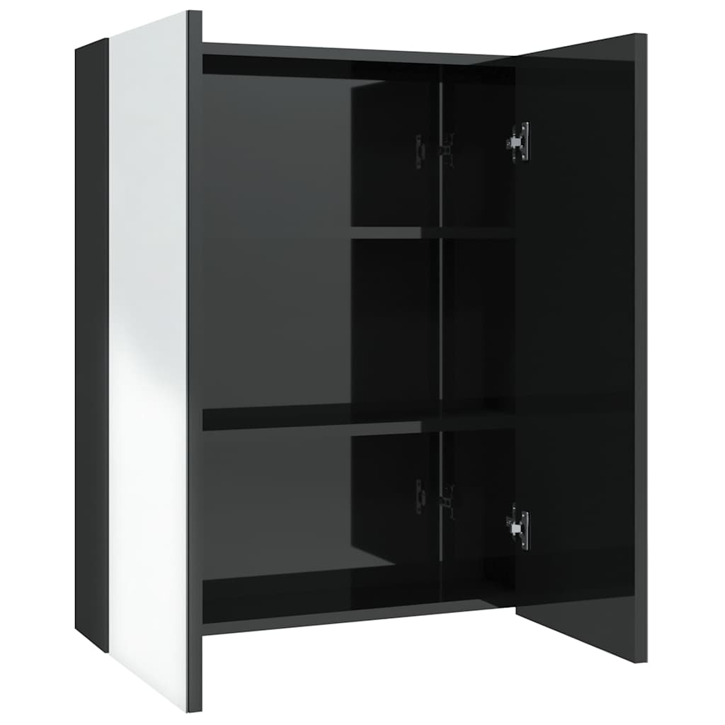 Vidaxl Szafka Łazienkowa Z Lustrem 60X15X75 Cm, Mdf, Czerń Z Połyskiem