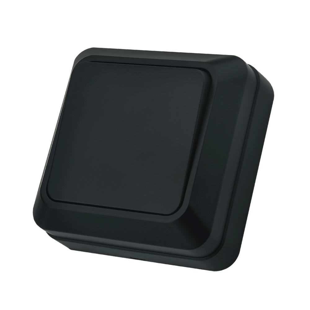 Black Flame Retardant Wall Mounted On/Off Spray Plastic 2 Gang 1 Way Button Light Switch EU Standard Classic Surface Switch Way