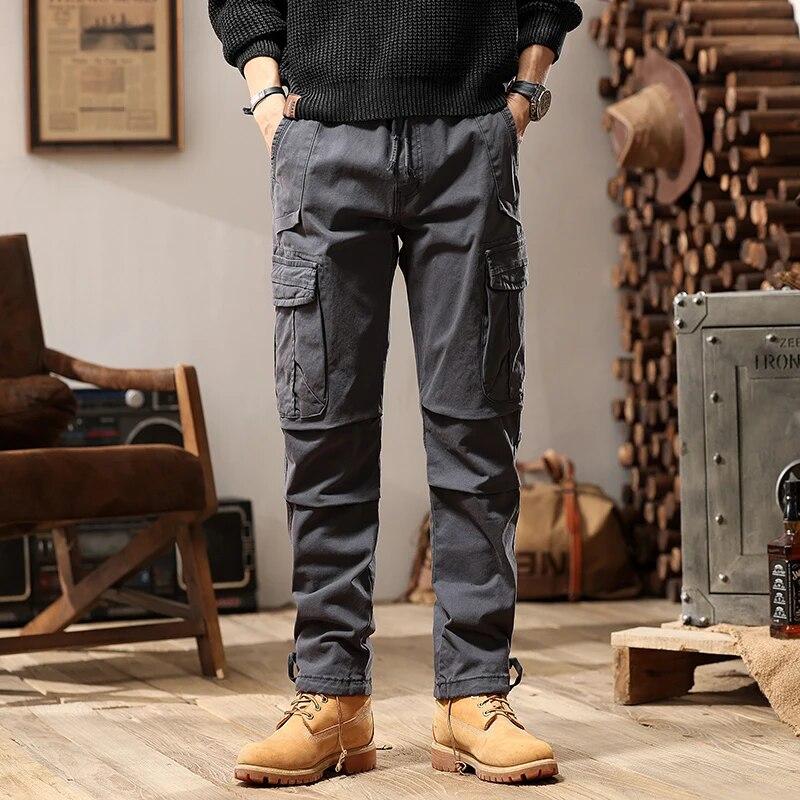 Men Military Cargo Pants Slim Regular Straight Fit Cotton Camouflage Green Yellow Overalls Casual Streetwear Trousers