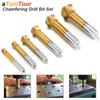 Chamfering End Mill Tool Countersink Drill Bit Set Metal Wood 3 Flute 90 Degree High Speed Steel Titanium-Coated Deburring Hole