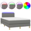 Box Spring Bed with Mattress & LED Dark Grey 120 x 190 cm Fabric
