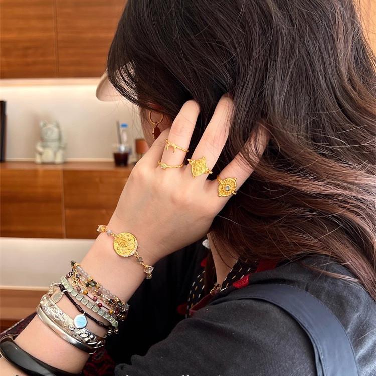 Стильное и элегантное кольцо ручной работы в винтажном стиле от балийского бутика, 2024, регулируемое